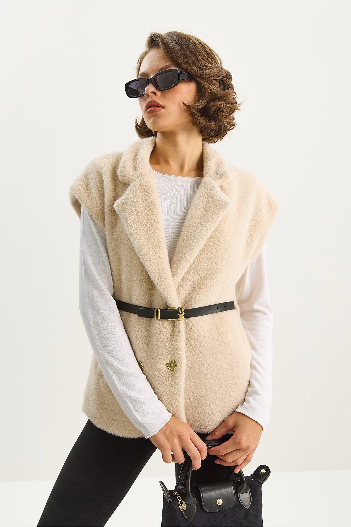 Beige Women Vest
