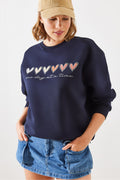 Navy Blue Women Sweatshirt