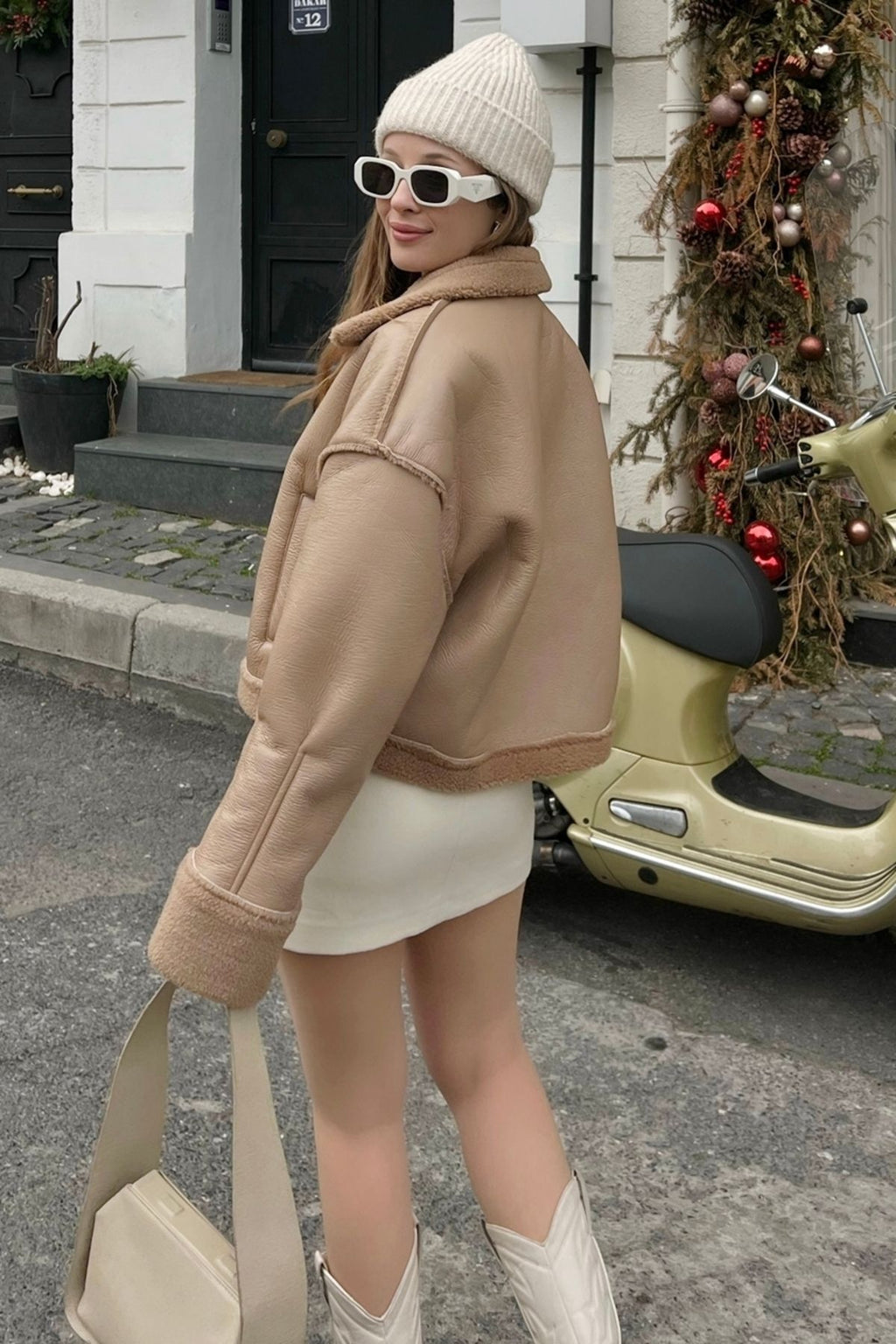 Beige Women Coat
