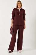Burgundy Women Two-Piece Set