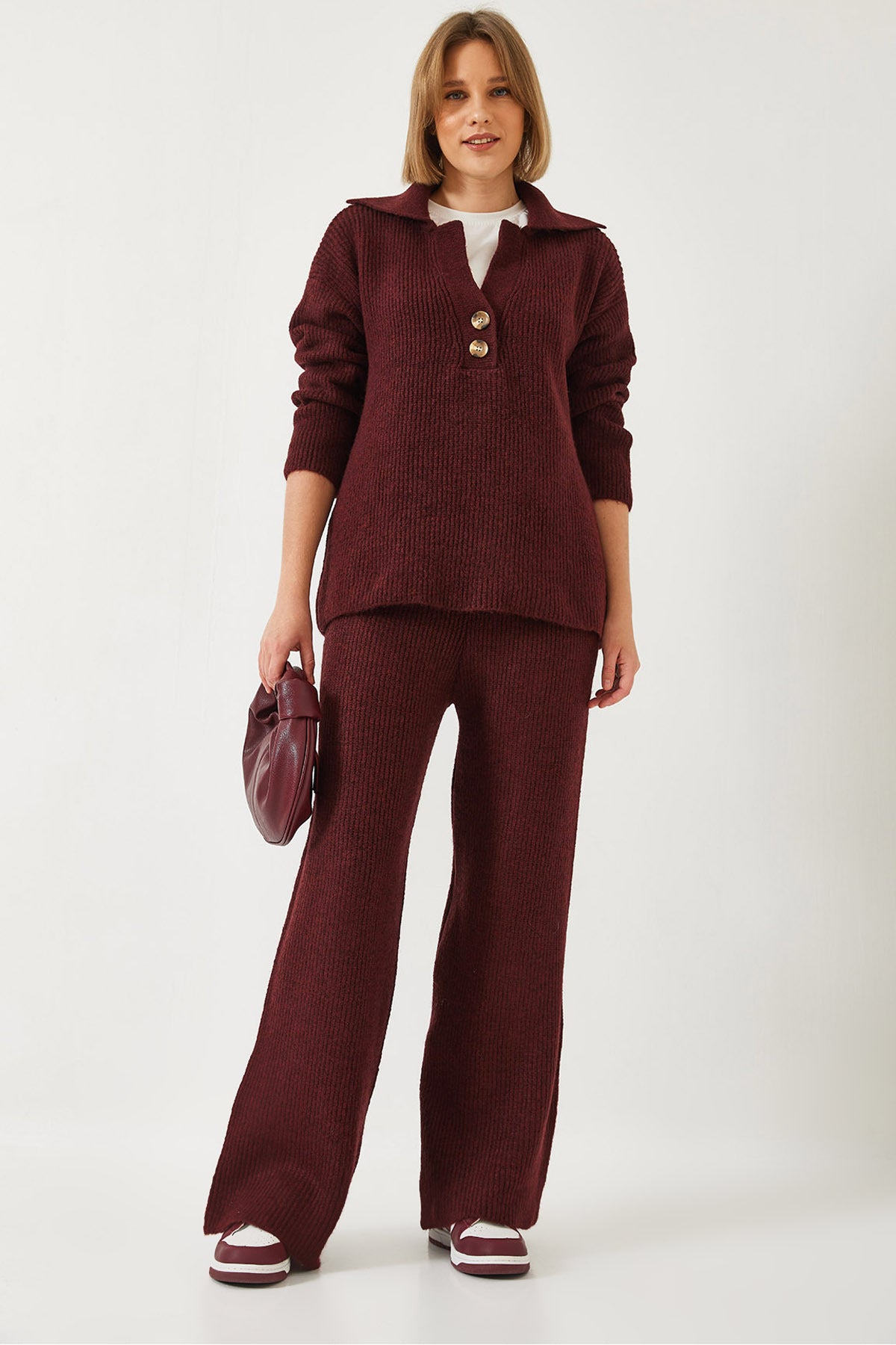 Burgundy Women Two-Piece Set