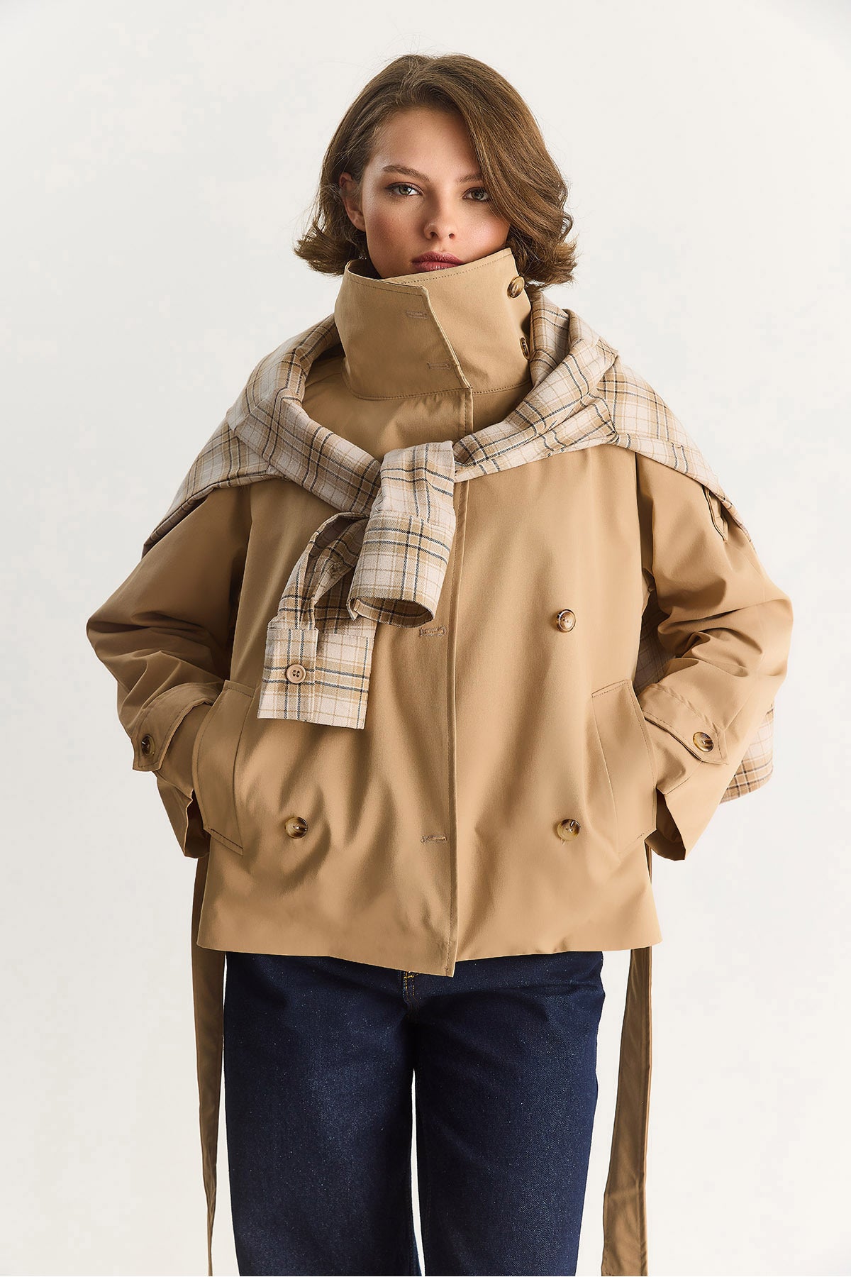 Camel Women Trench Coat