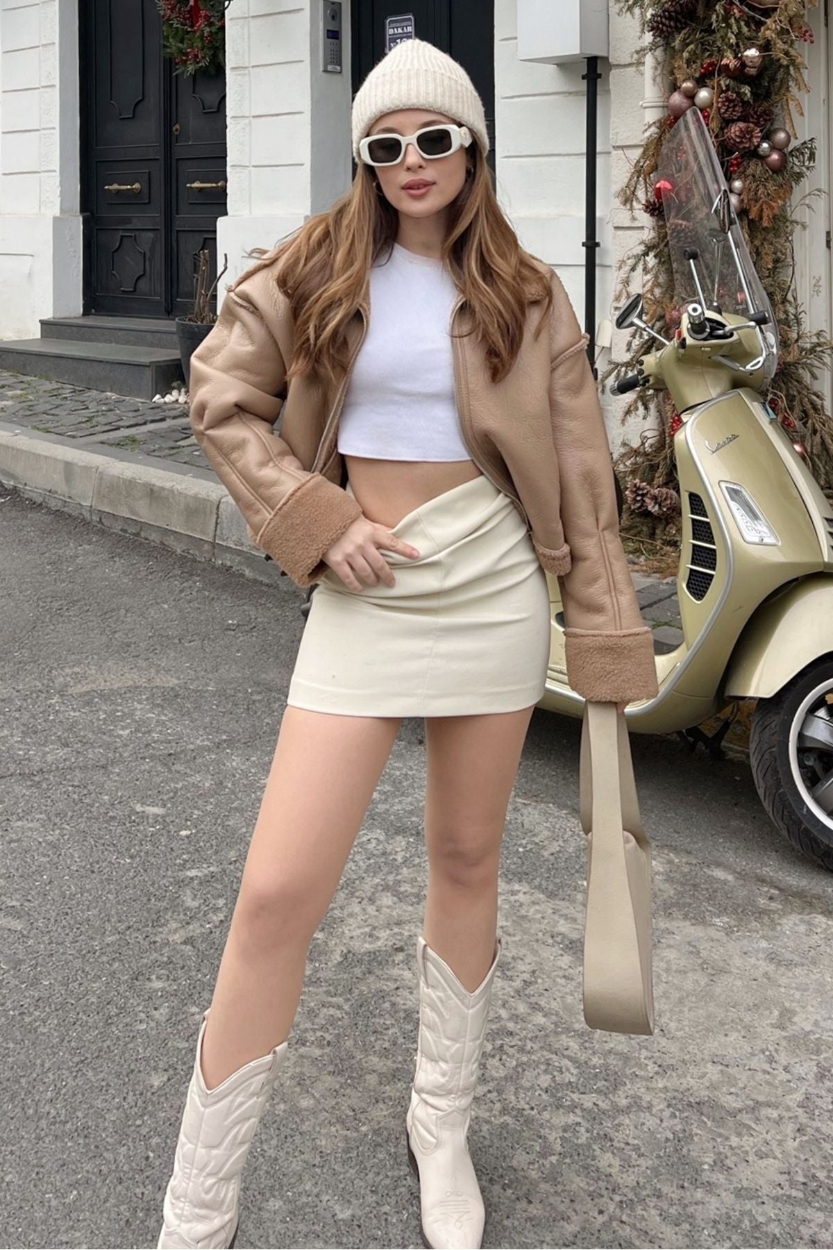 Beige Women Coat