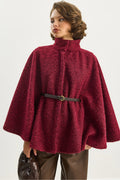 Burgundy Women Poncho