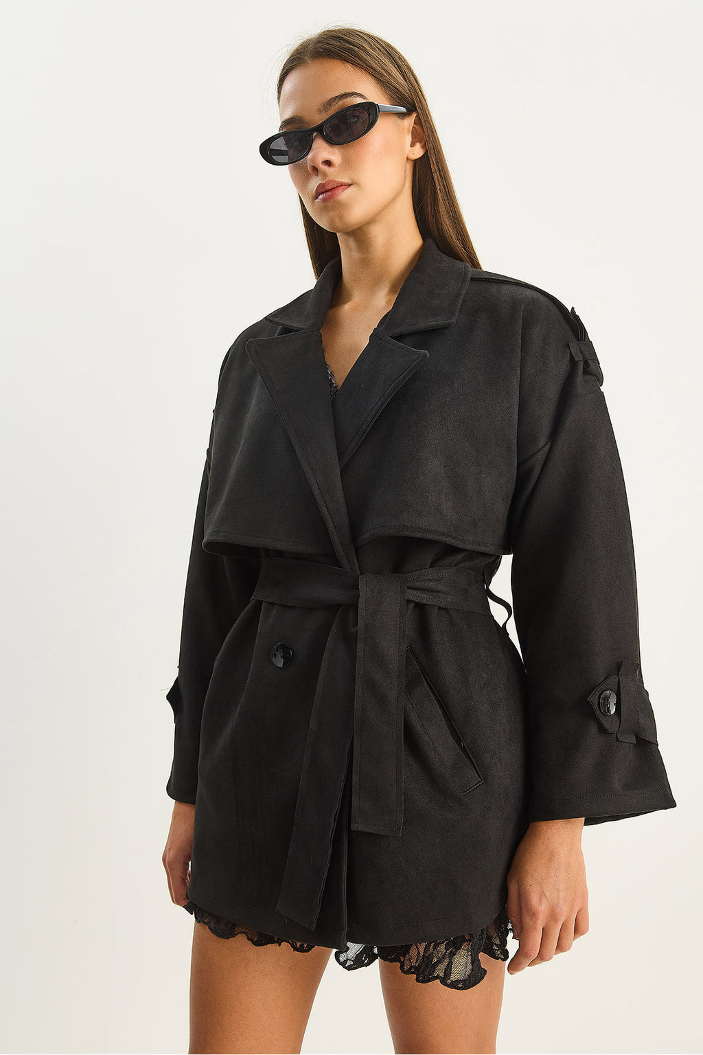 Black Women Trench Coat