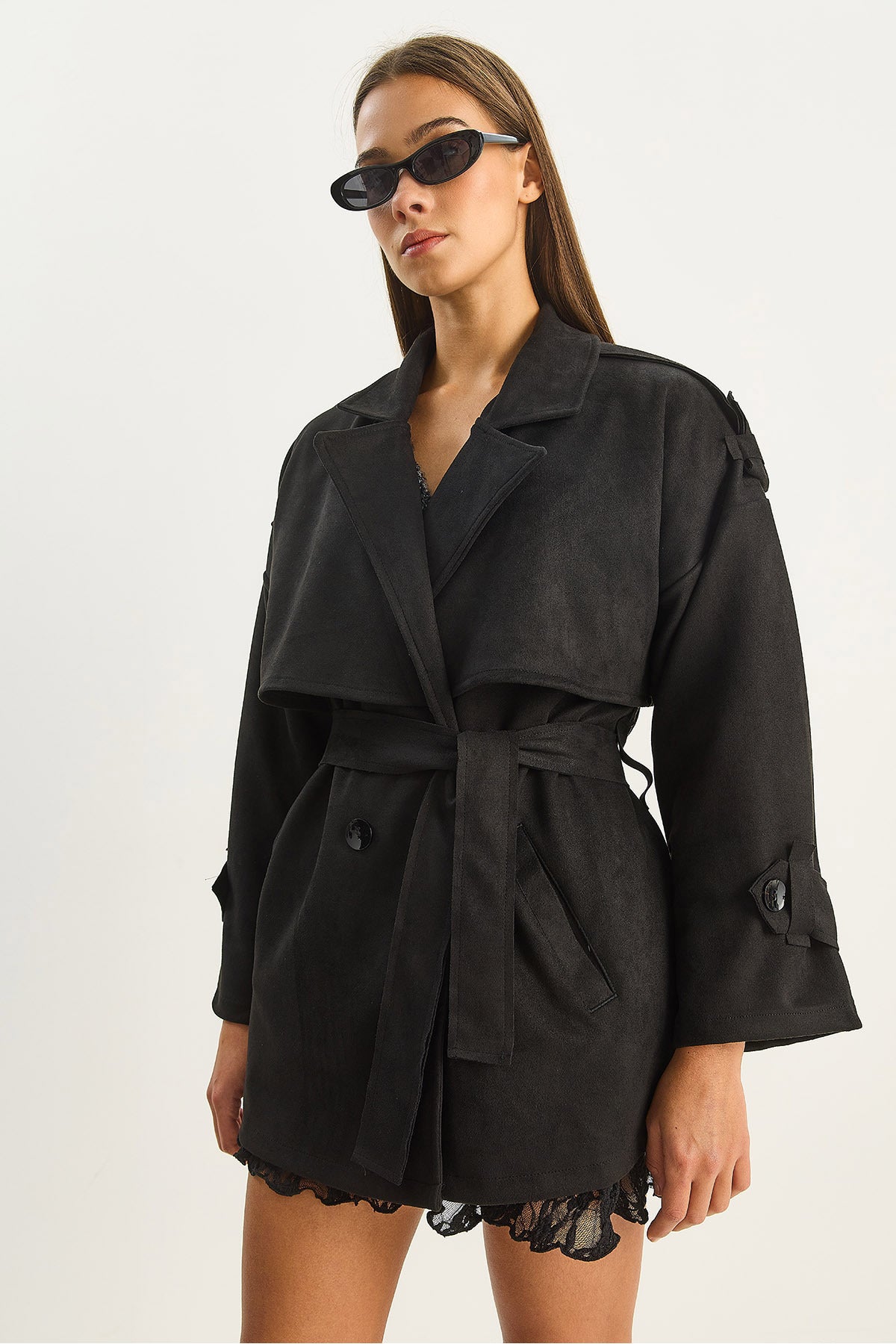 Black Women Trench Coat