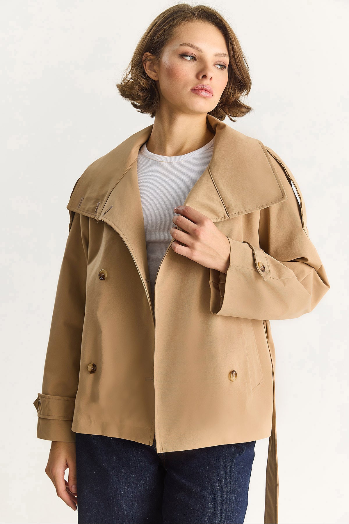 Camel Women Trench Coat