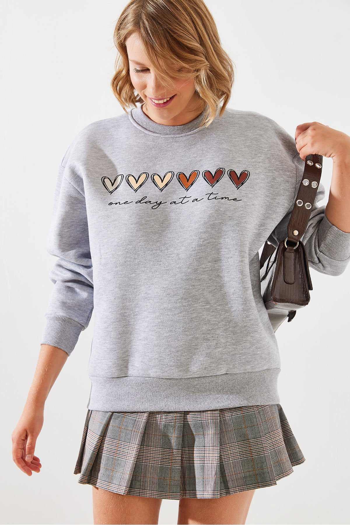 Gray Melange Women Sweatshirt