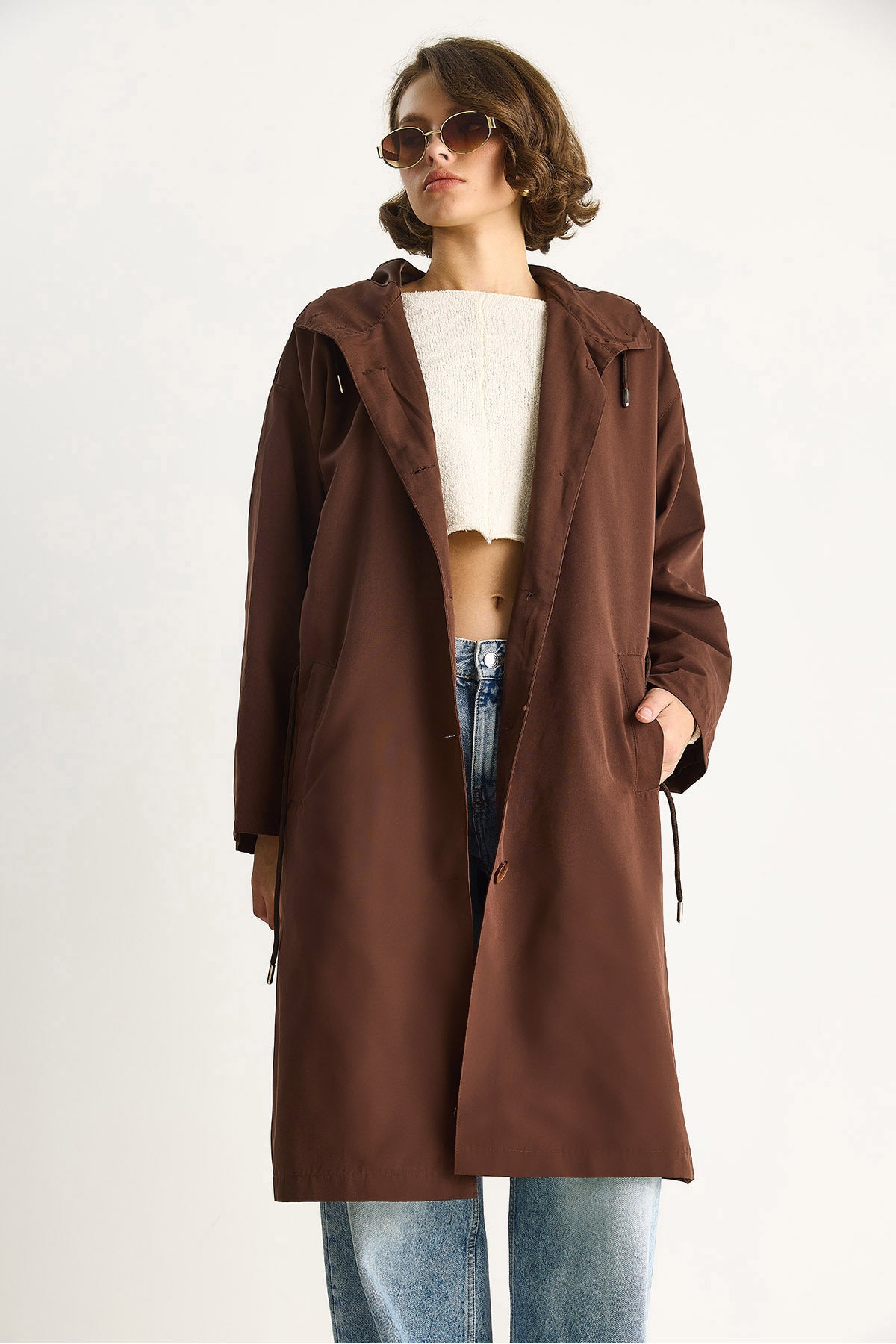 Bitter Brown Women Trench Coat