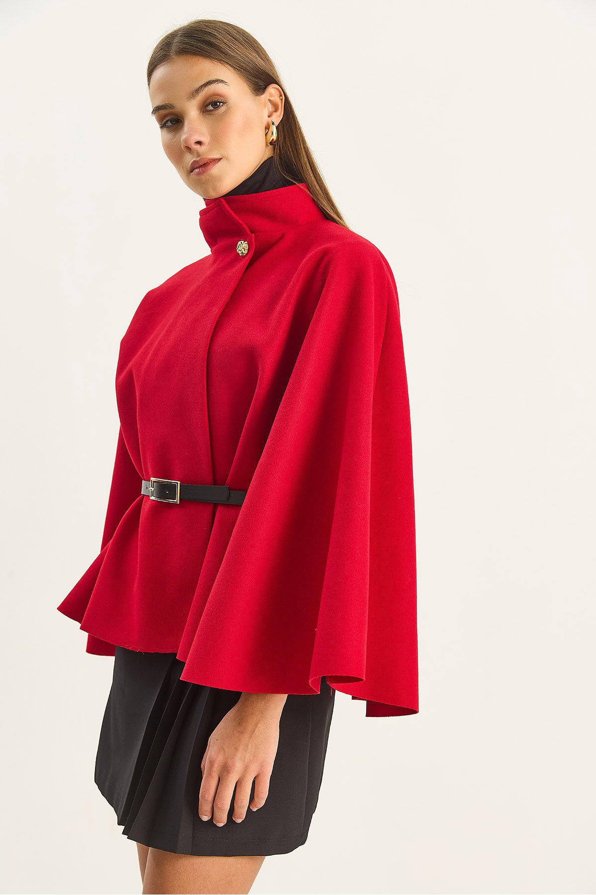 Red Women Poncho