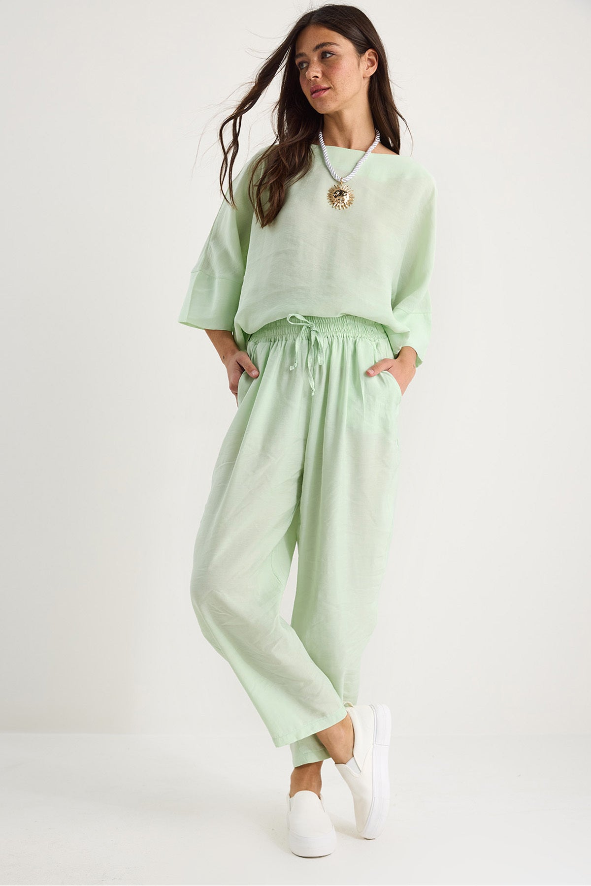 Green Women Two-Piece Set