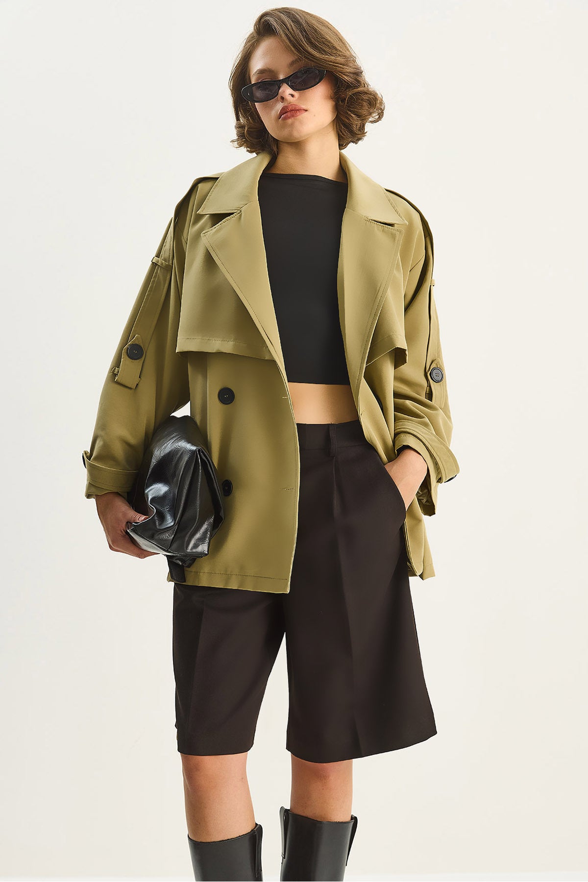 Sage Green Women Trench Coat