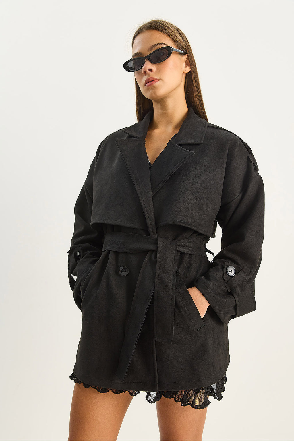 Black Women Trench Coat