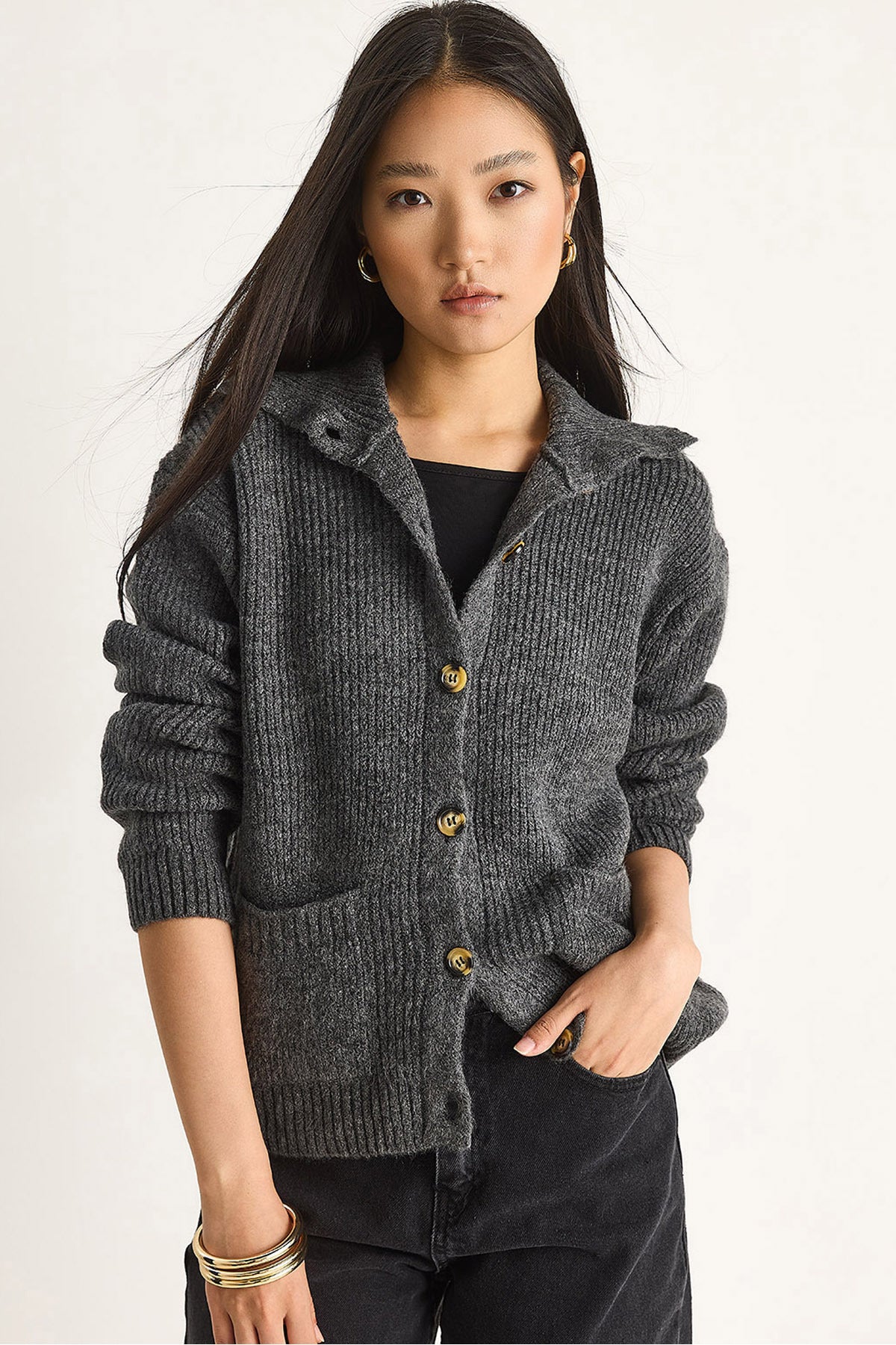 Anthracite Women Cardigan