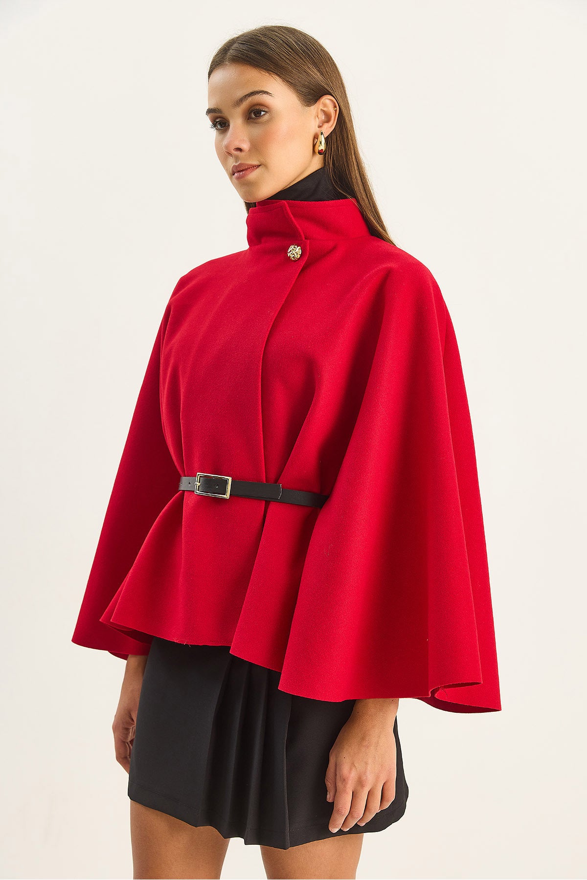 Red Women Poncho