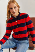 Navy - Red Women Cardigan