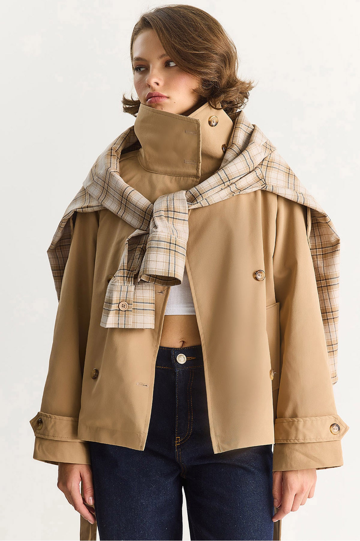 Camel Women Trench Coat