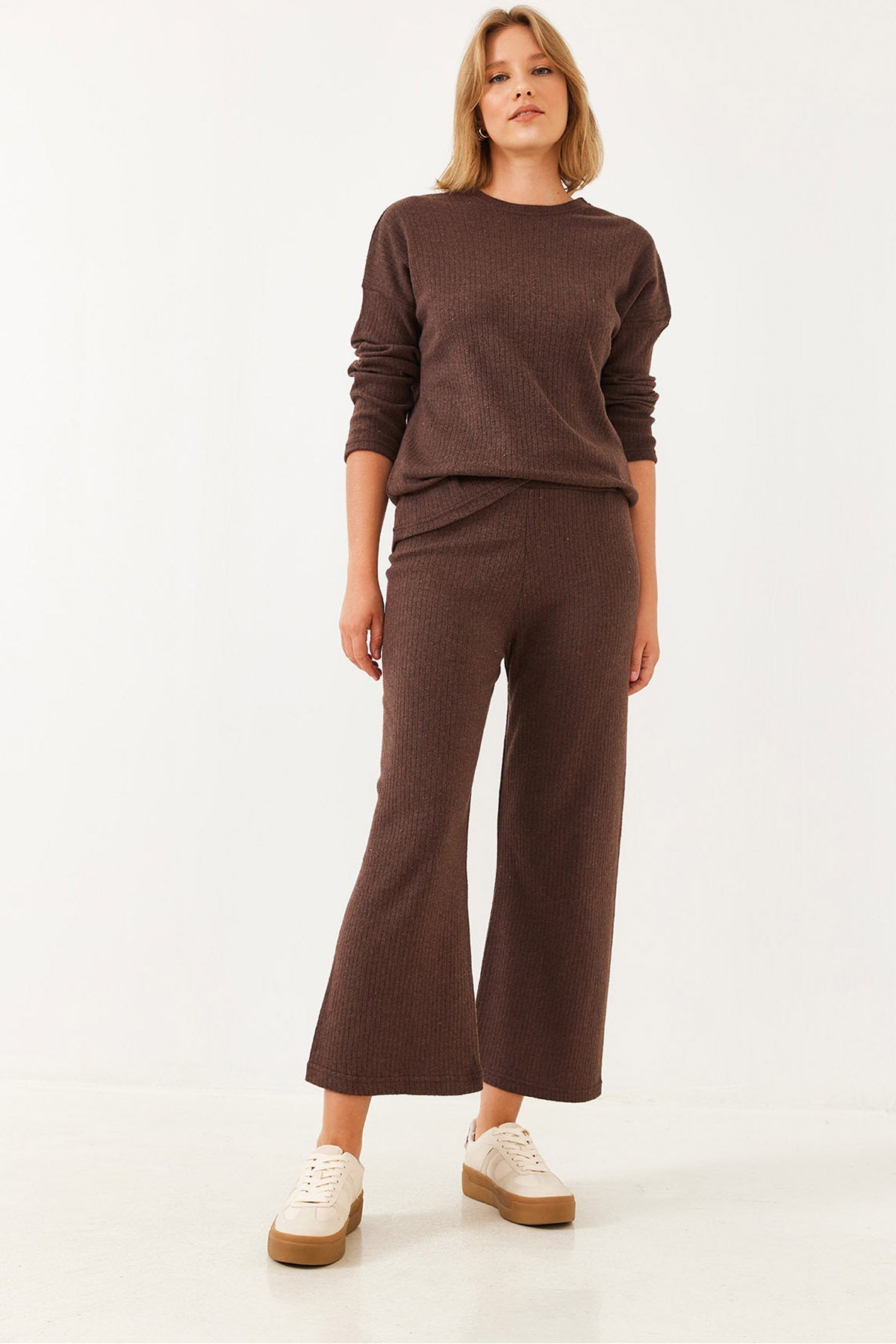 Brown Women Two-Piece Set