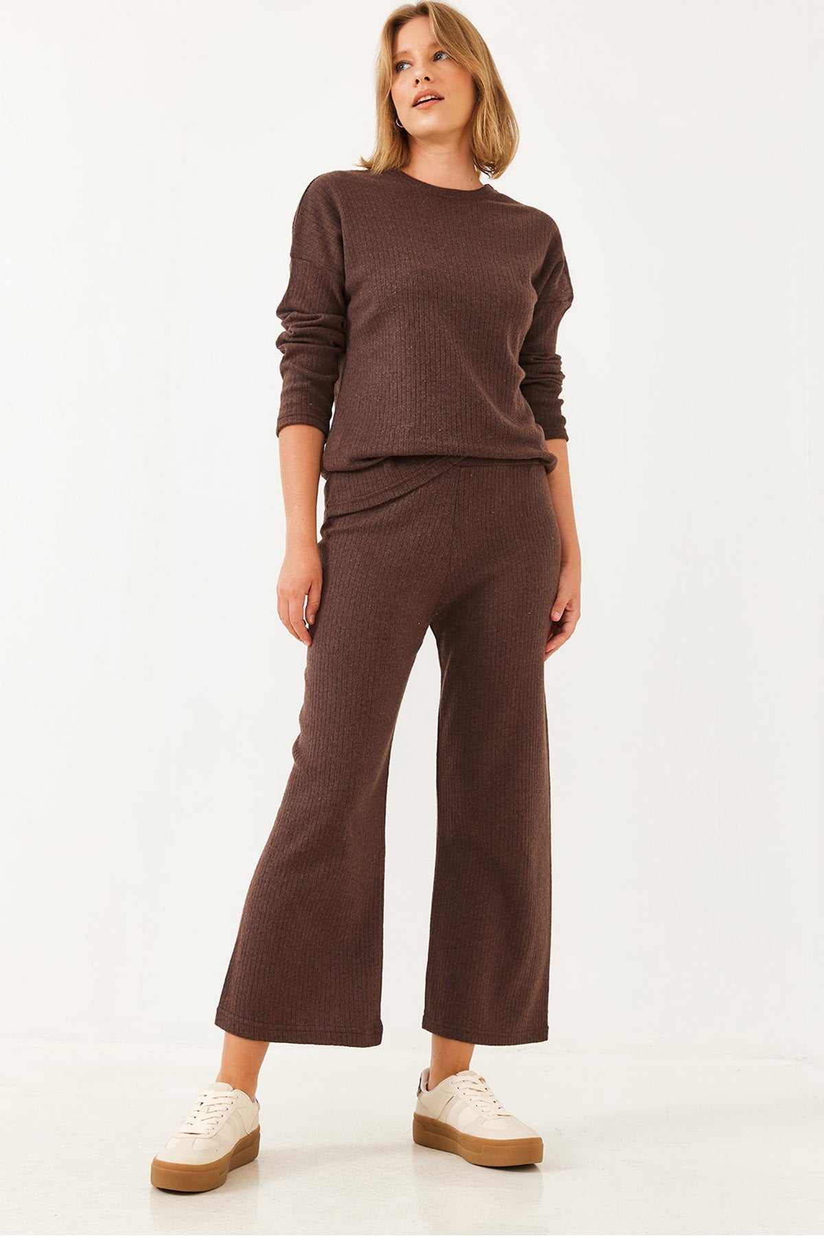 Brown Women Two-Piece Set