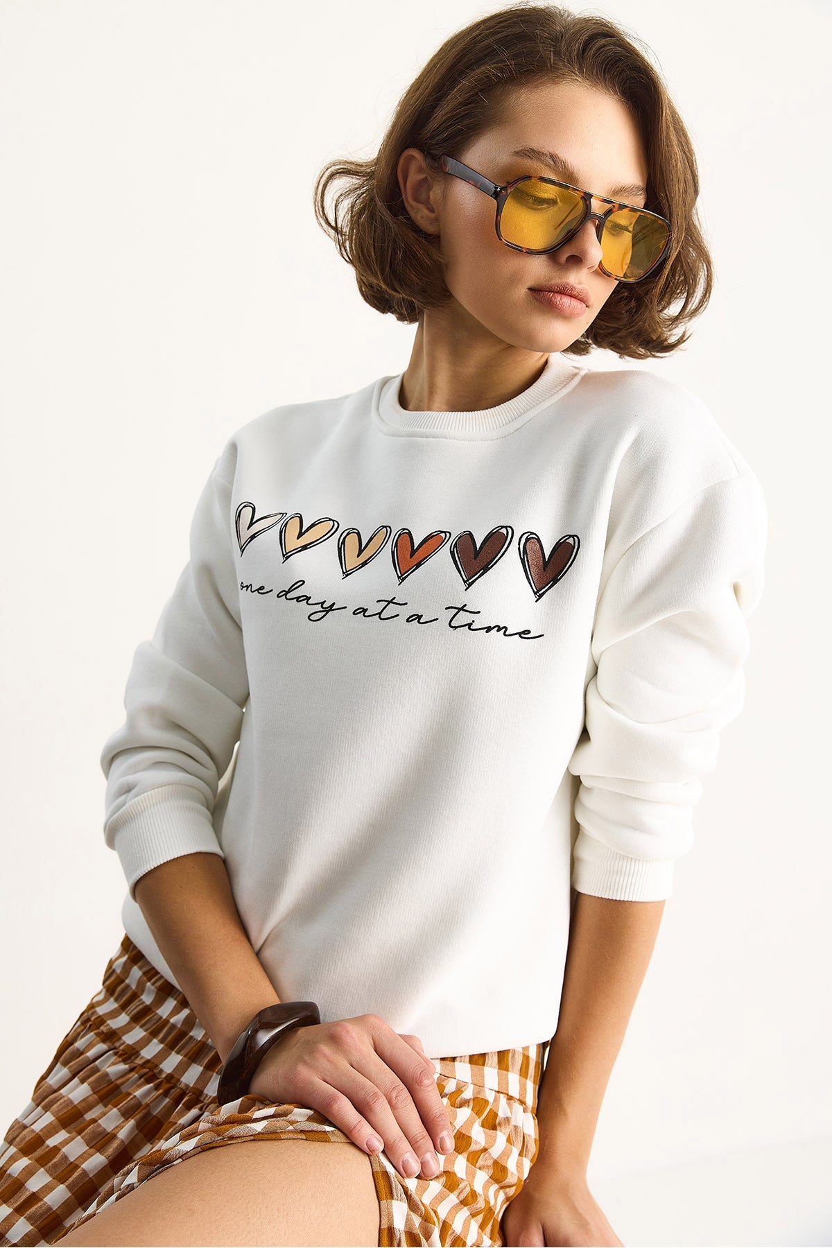 Ecru Women Sweatshirt