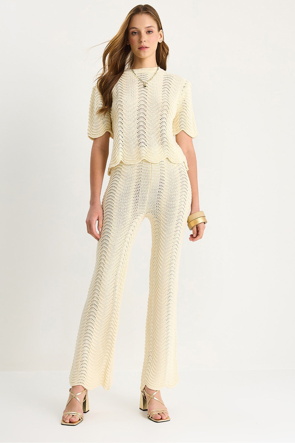 Cream Women Two-Piece Set