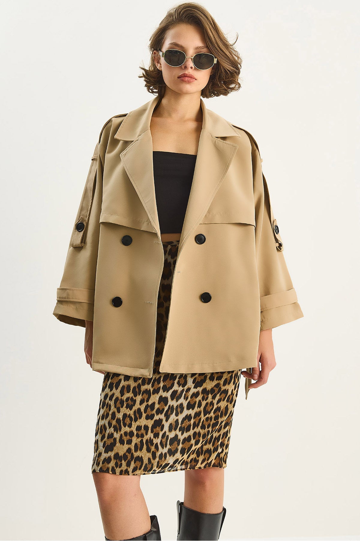 Beige Women Trench Coat