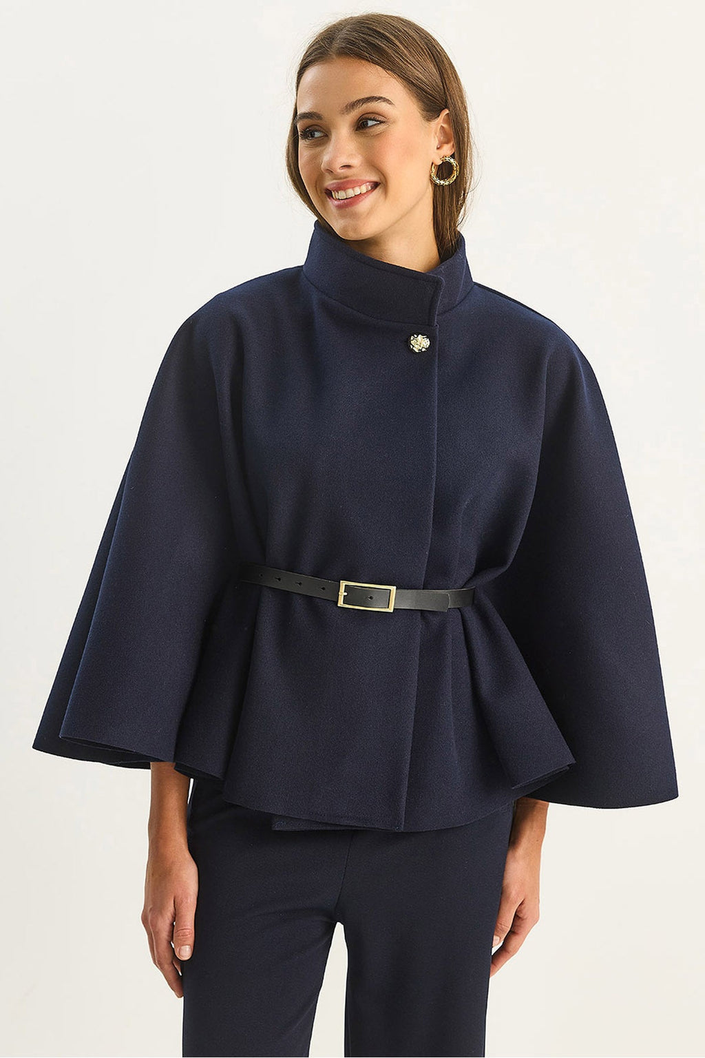 Navy Blue Women Poncho