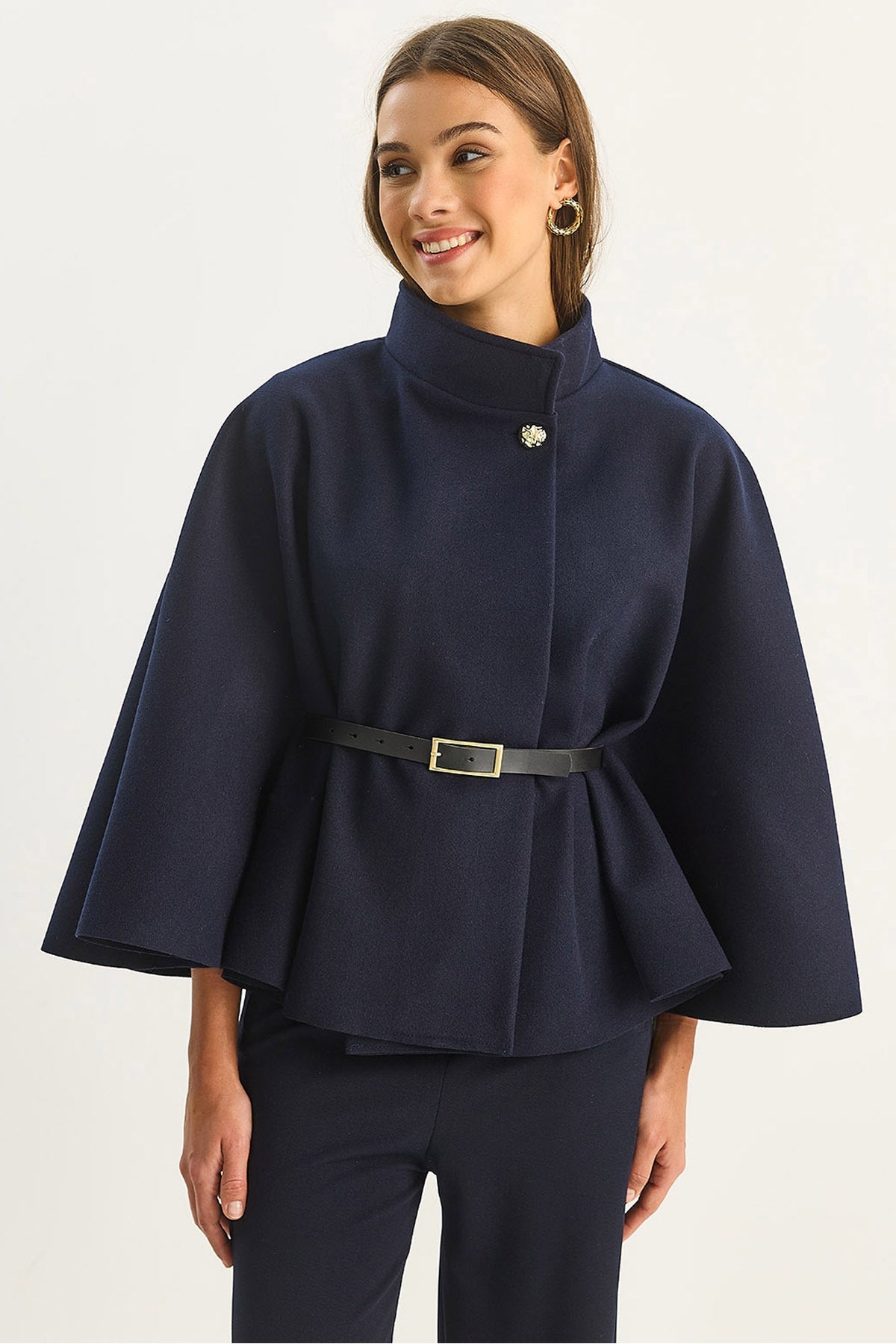Navy Blue Women Poncho