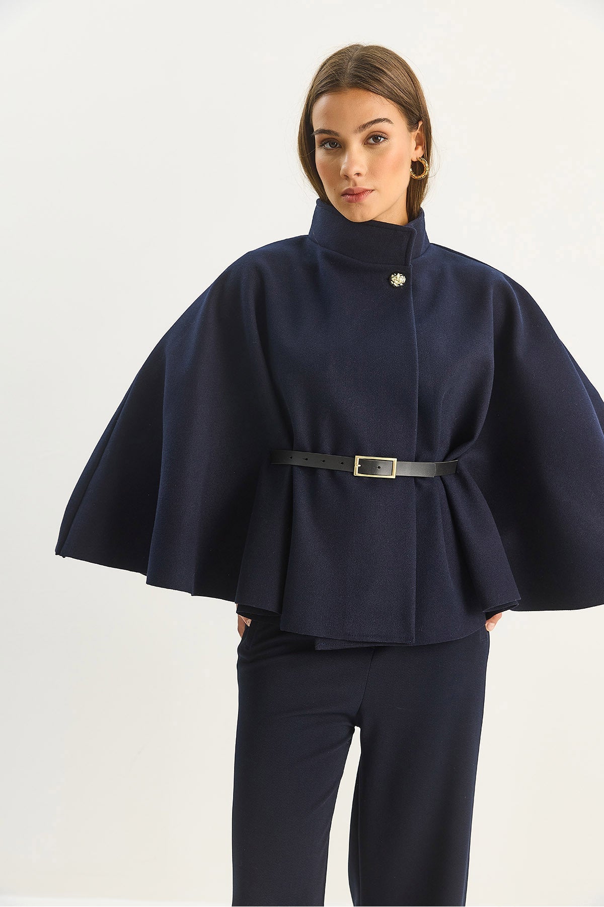 Navy Blue Women Poncho